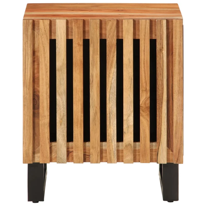 Lot de 2 tables de chevet avec compartiment avec porte 40 x 34 x 46 cm bois d'acacia et acier DEC034793