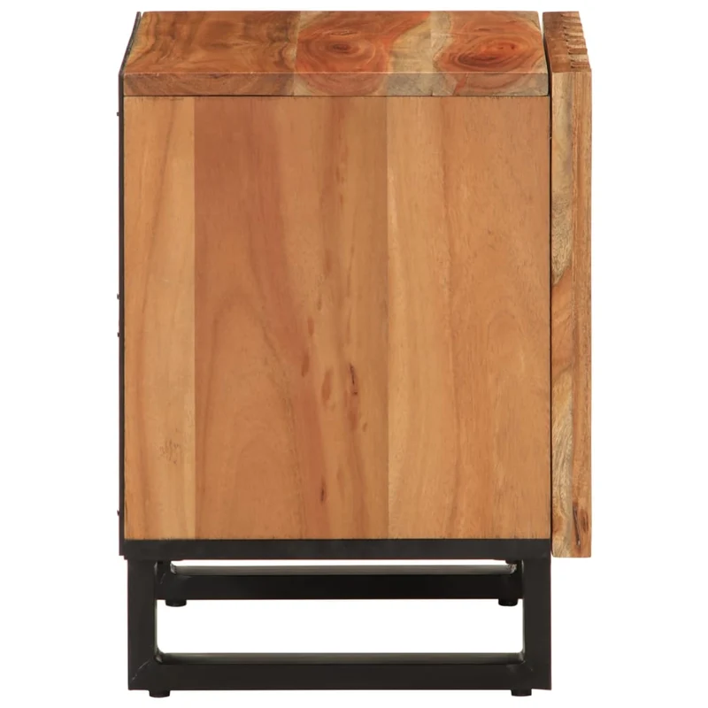 Lot de 2 tables de chevet avec compartiment avec porte 40 x 34 x 46 cm bois d'acacia et acier DEC034793