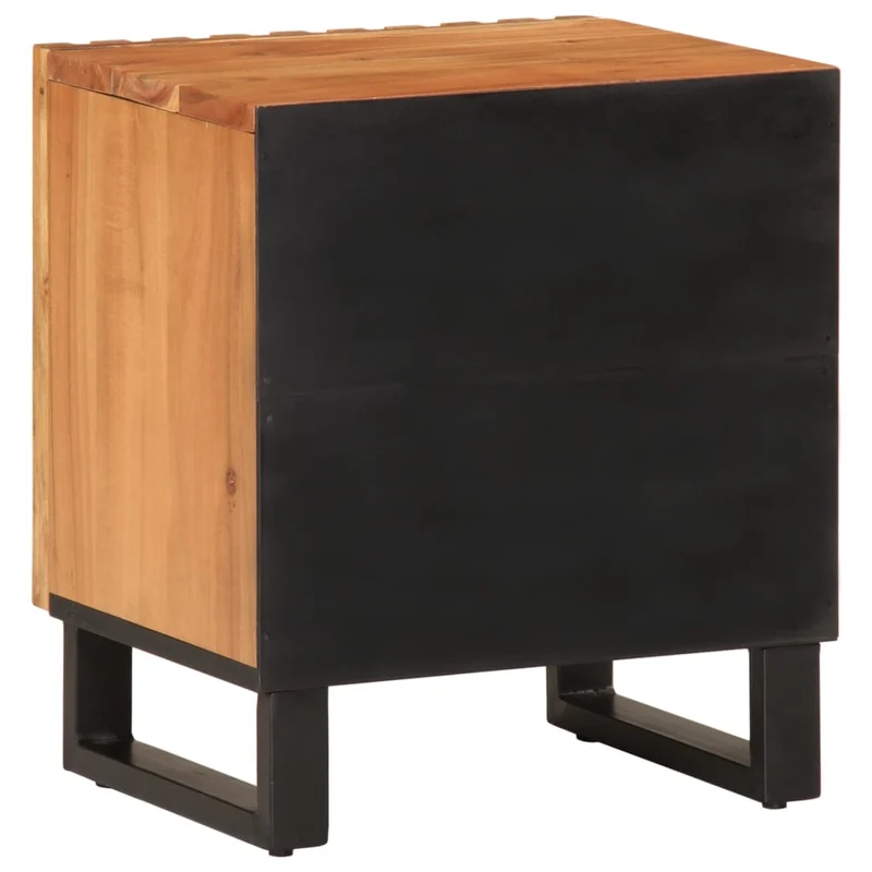 Lot de 2 tables de chevet avec compartiment avec porte 40 x 34 x 46 cm bois d'acacia et acier DEC034793