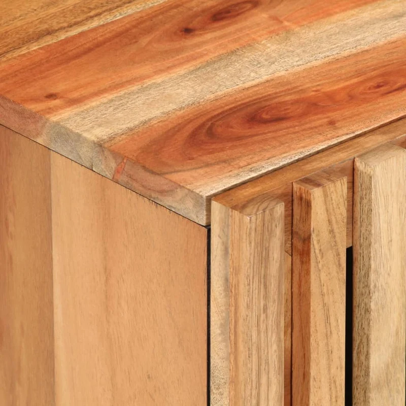 Lot de 2 tables de chevet avec compartiment avec porte 40 x 34 x 46 cm bois d'acacia et acier DEC034793