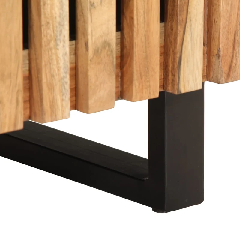 Lot de 2 tables de chevet avec compartiment avec porte 40 x 34 x 46 cm bois d'acacia et acier DEC034793