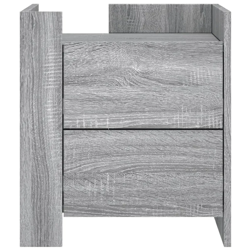 Table de chevet avec deux tiroirs 45 x 50 x 50 cm bois d'ingénierie gris DEC034673