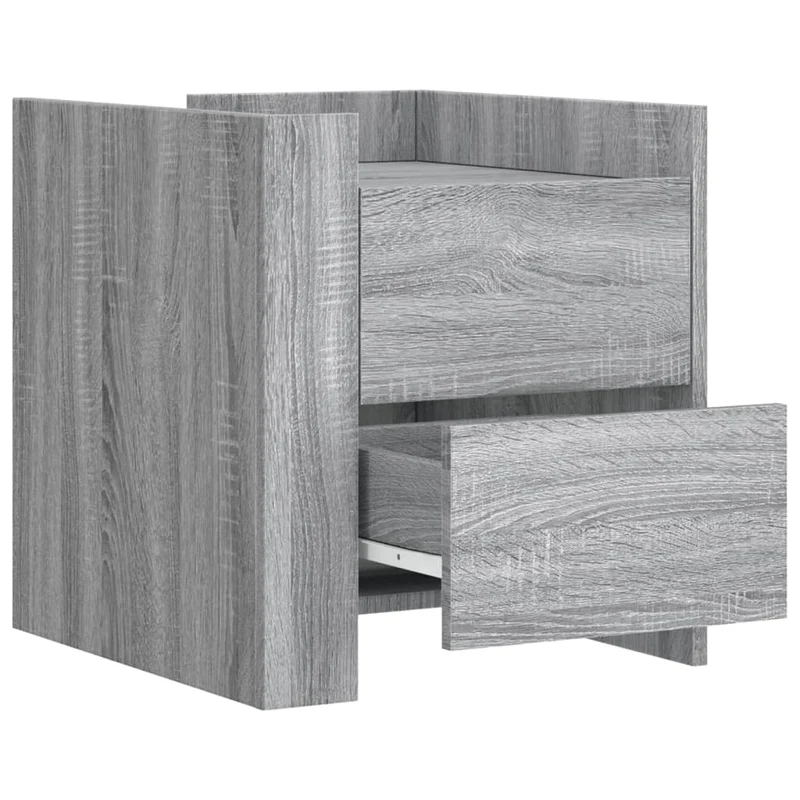 Table de chevet avec deux tiroirs 45 x 50 x 50 cm bois d'ingénierie gris DEC034673