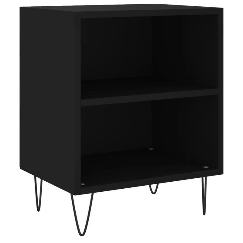 Lot de 2 tables de chevet avec étagères 40 x 30 x 50 cm bois d'ingénierie et fer noir DEC035508