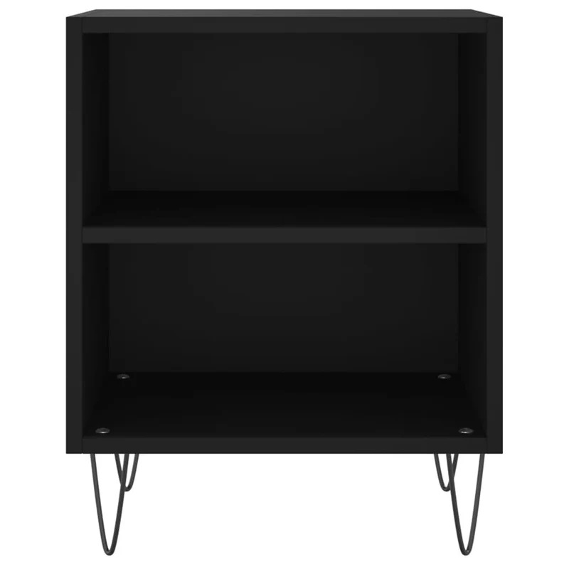 Lot de 2 tables de chevet avec étagères 40 x 30 x 50 cm bois d'ingénierie et fer noir DEC035508