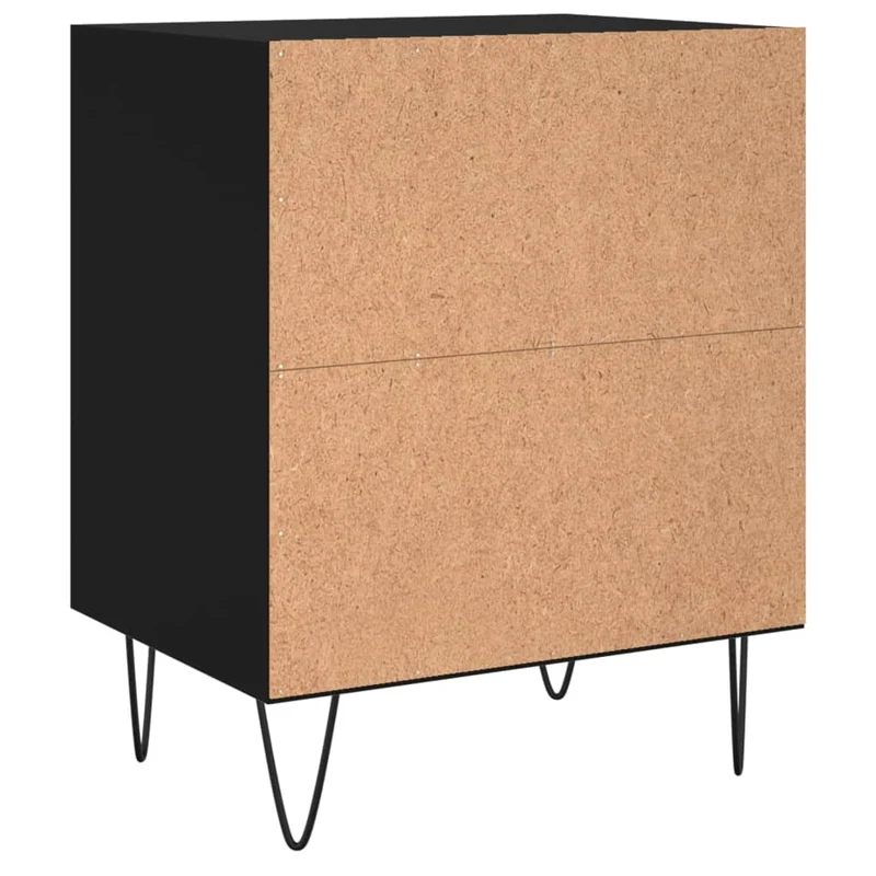 Lot de 2 tables de chevet avec étagères 40 x 30 x 50 cm bois d'ingénierie et fer noir DEC035508