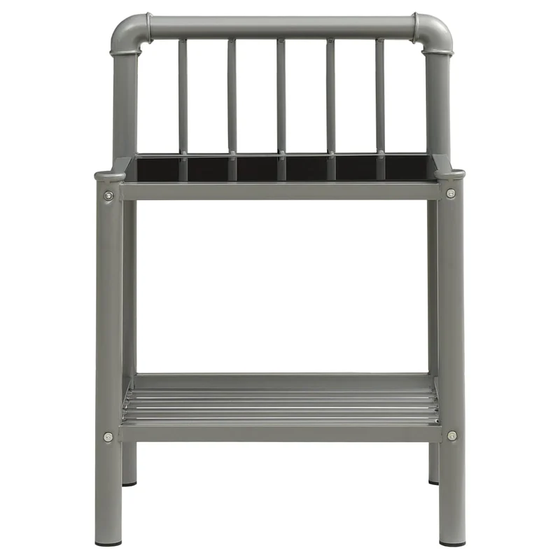 Lot de 2 tables de chevet avec étagère 45 x 34,5 x 62,5 cm en métal noir et verre DEC035412