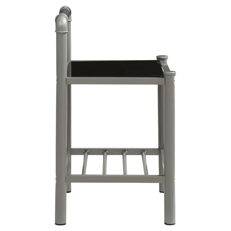 Lot de 2 tables de chevet avec étagère 45 x 34,5 x 62,5 cm en métal noir et verre DEC035412
