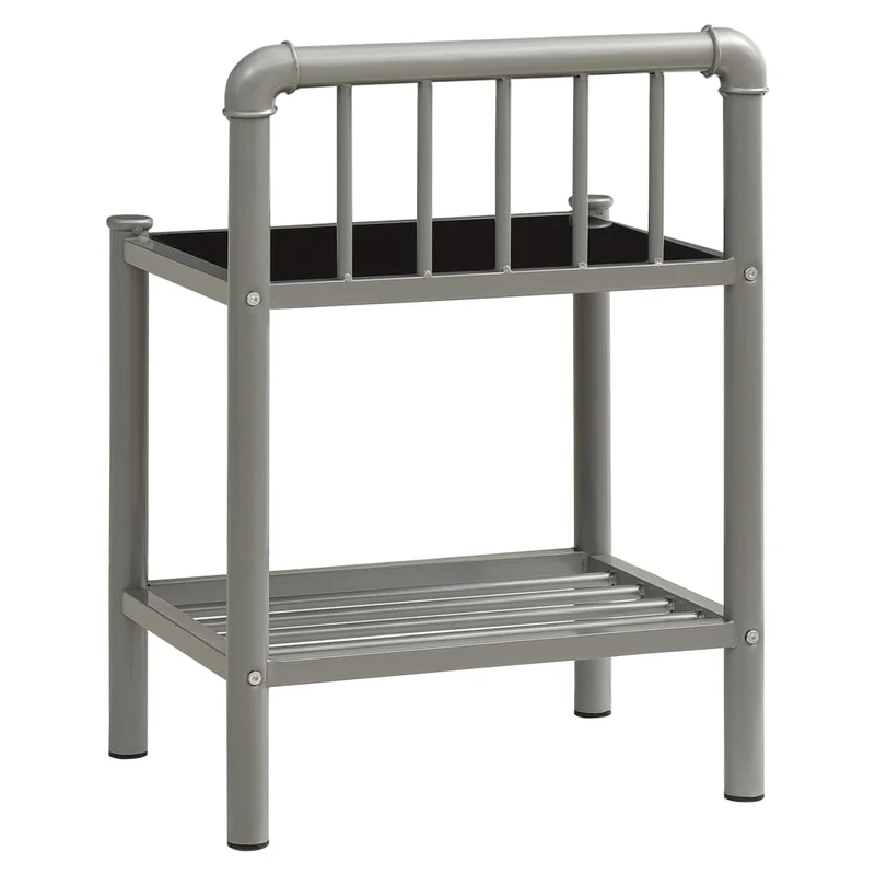 Lot de 2 tables de chevet avec étagère 45 x 34,5 x 62,5 cm en métal noir et verre DEC035412