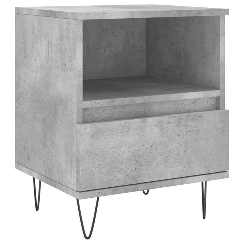 Lot de 2 tables de chevet avec compartiment ouvert et tiroir 40 x 35 x 50 cm bois d’ingénierie gris DEC035368