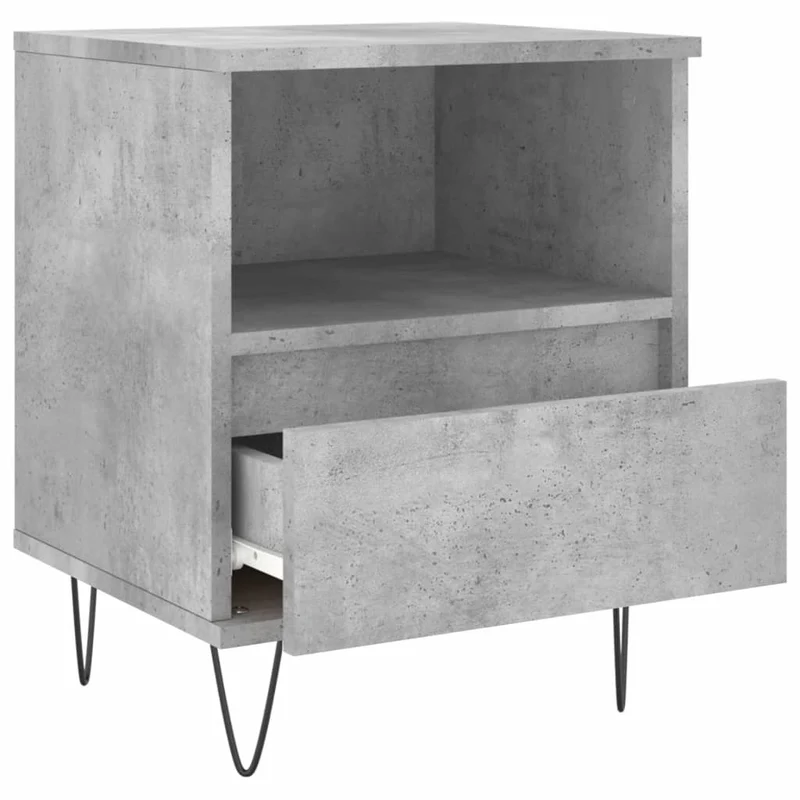 Lot de 2 tables de chevet avec compartiment ouvert et tiroir 40 x 35 x 50 cm bois d’ingénierie gris DEC035368