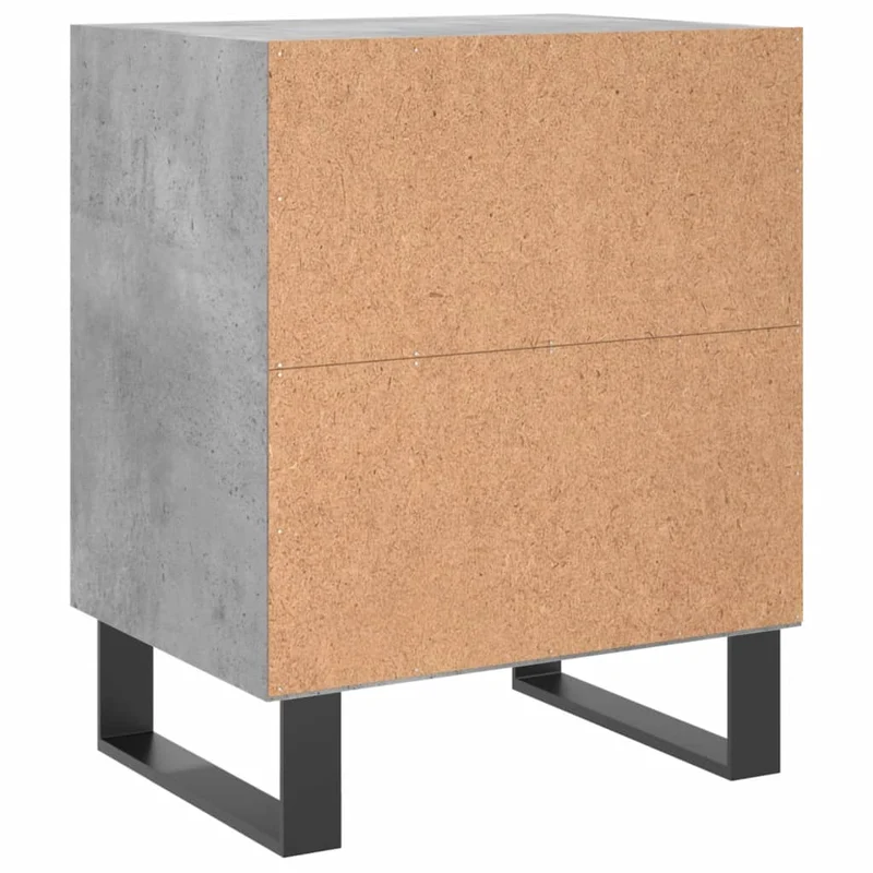 Lot de 2 tables de chevet avec compartiments ouverts 40 x 30 x 50 cm bois d'ingénierie gris et fer DEC035355