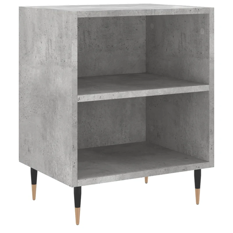 Lot de 2 tables de chevet avec étagères ouvertes 40 x 30 x 50 cm bois d'ingénierie gris et fer DEC035352