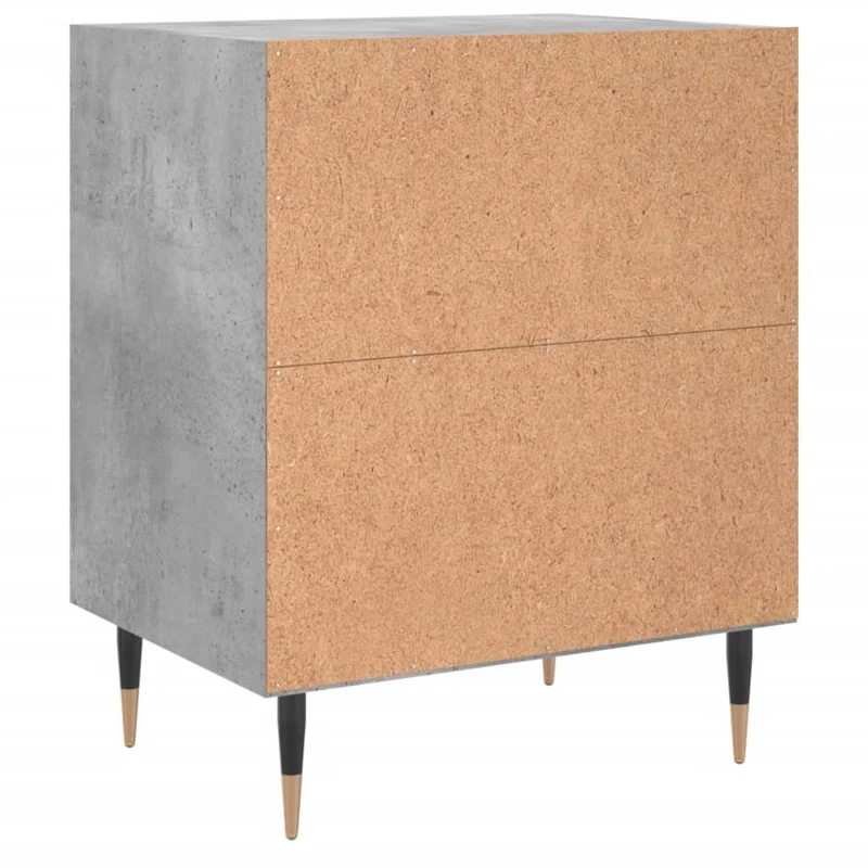 Lot de 2 tables de chevet avec étagères ouvertes 40 x 30 x 50 cm bois d'ingénierie gris et fer DEC035352