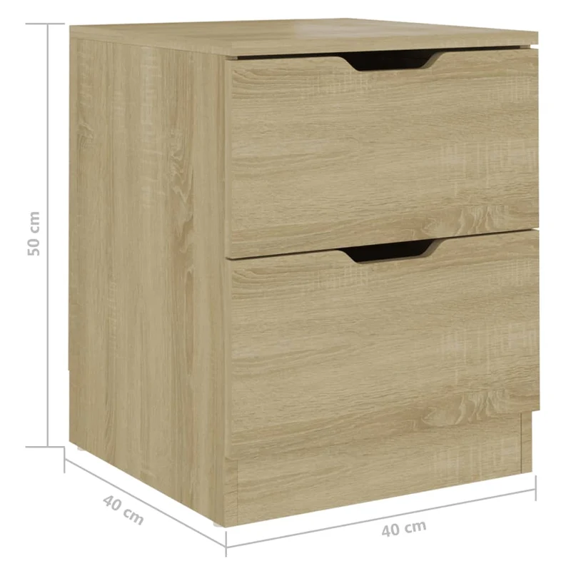 Lot de 2 tables de chevet avec deux tiroirs 40 x 40 x 50 cm bois ingénierie couleur chêne DEC035277