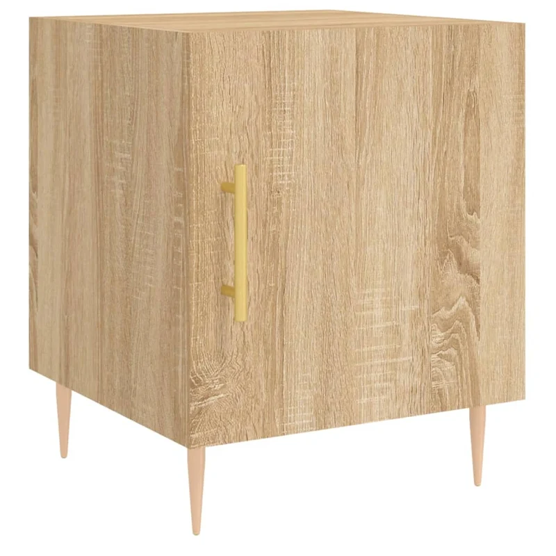 Lot de 2 tables de chevet avec compartiment avec porte 40 x 40 x 50 cm bois ingénierie couleur chêne et fer DEC035276