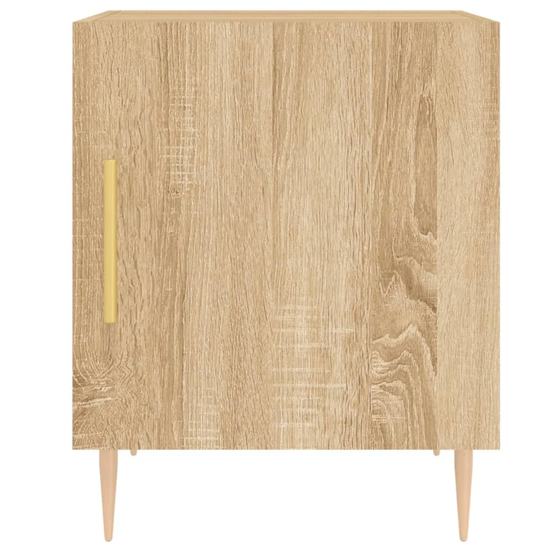 Lot de 2 tables de chevet avec compartiment avec porte 40 x 40 x 50 cm bois ingénierie couleur chêne et fer DEC035276