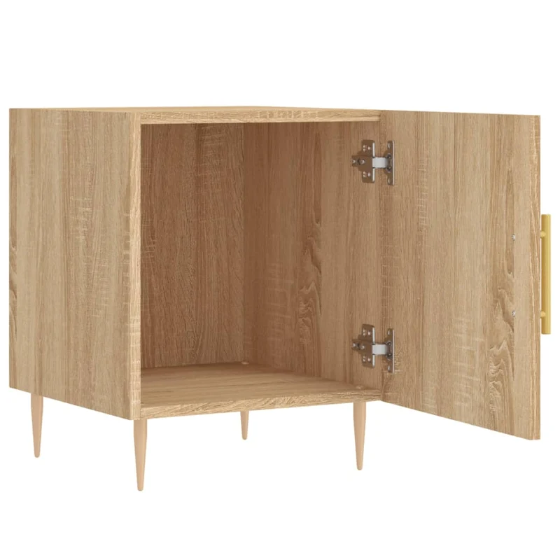 Lot de 2 tables de chevet avec compartiment avec porte 40 x 40 x 50 cm bois ingénierie couleur chêne et fer DEC035276