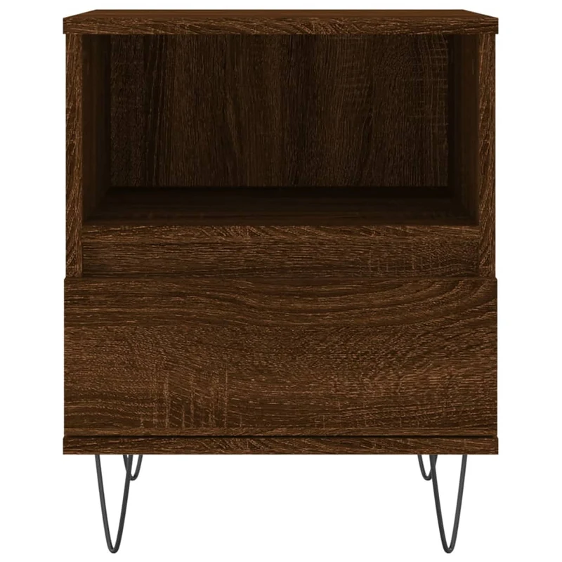 Lot de 2 tables de chevet avec compartiment ouvert et tiroir 40 x 35 x 50 cm bois ingénierie marron et métal DEC035183