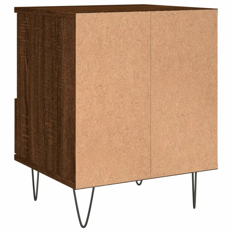 Lot de 2 tables de chevet avec compartiment ouvert et tiroir 40 x 35 x 50 cm bois ingénierie marron et métal DEC035183