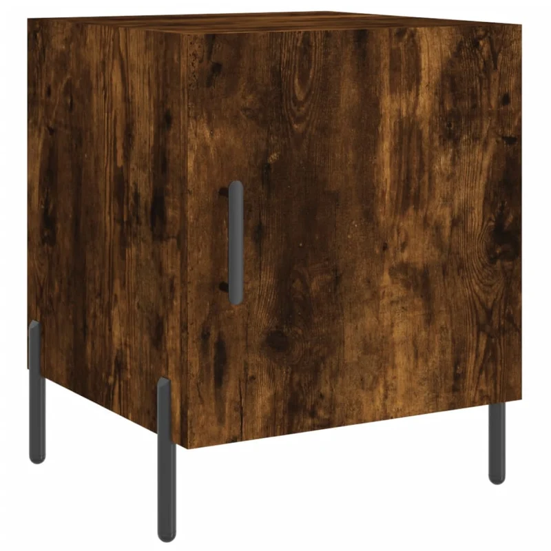 Lot de 2 tables de chevet avec compartiment avec porte 40 x 40 x 50 cm bois d'ingénierie marron et fer DEC035124