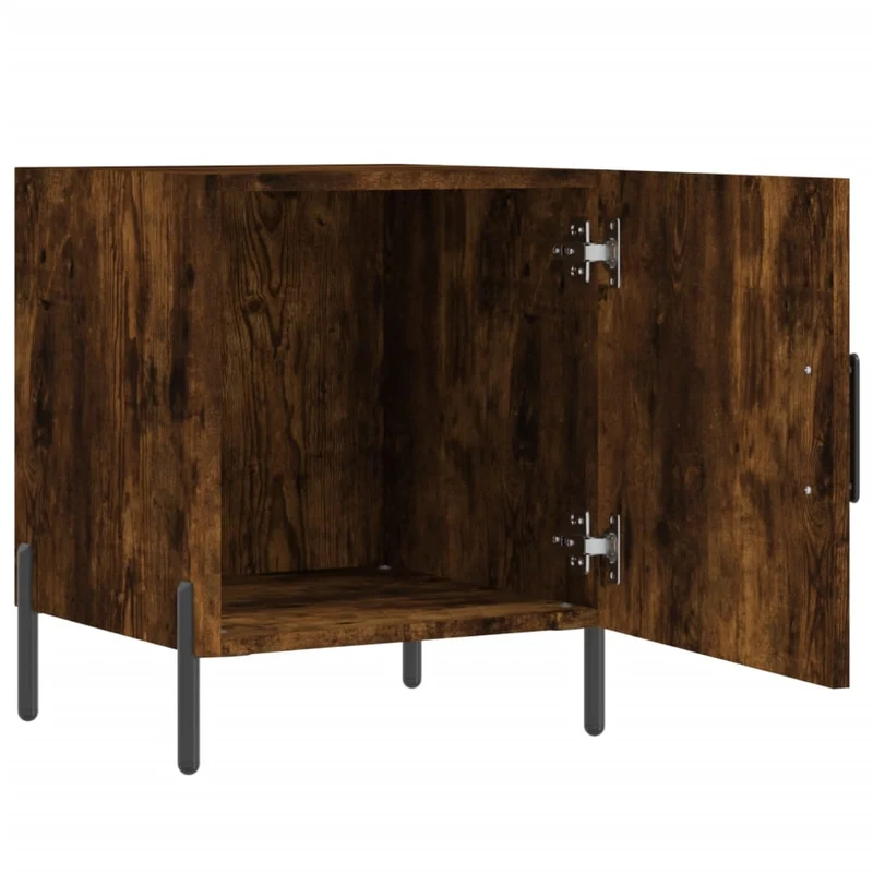 Lot de 2 tables de chevet avec compartiment avec porte 40 x 40 x 50 cm bois d'ingénierie marron et fer DEC035124