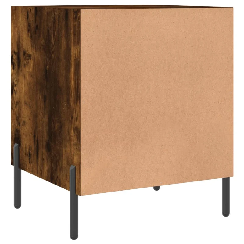 Lot de 2 tables de chevet avec compartiment avec porte 40 x 40 x 50 cm bois d'ingénierie marron et fer DEC035124