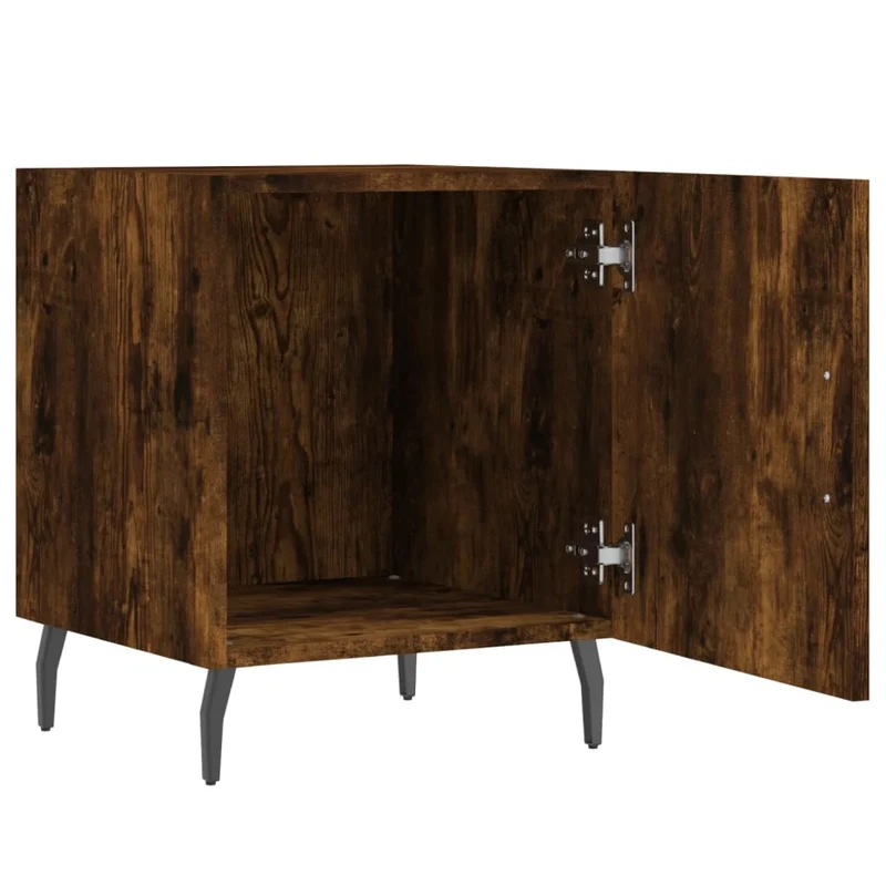 Lot de 2 tables de chevet avec compartiment avec porte 40 x 40 x 50 cm bois d'ingénierie marron et fer DEC035119