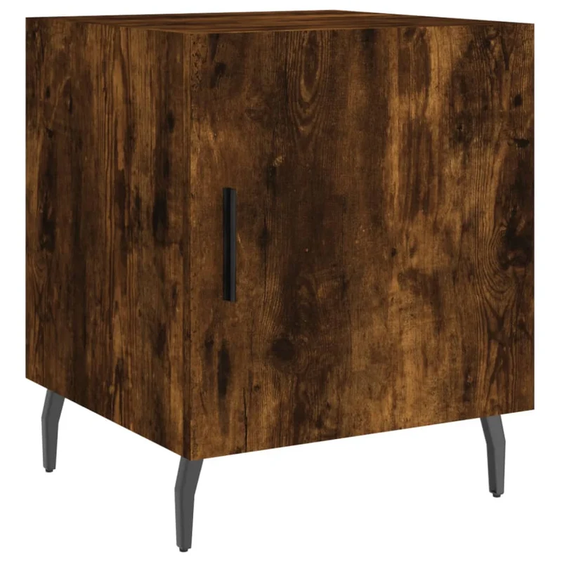 Lot de 2 tables de chevet avec compartiment avec porte 40 x 40 x 50 cm bois d'ingénierie marron et fer DEC035119