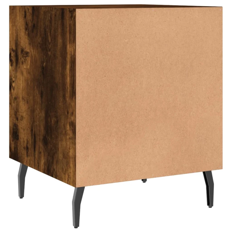 Lot de 2 tables de chevet avec compartiment avec porte 40 x 40 x 50 cm bois d'ingénierie marron et fer DEC035119