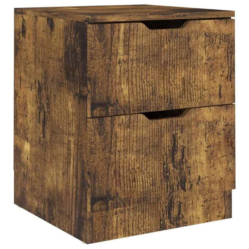 Lot de 2 tables de chevet avec deux tiroirs 40 x 40 x 50 cm bois d'ingénierie marron DEC035116