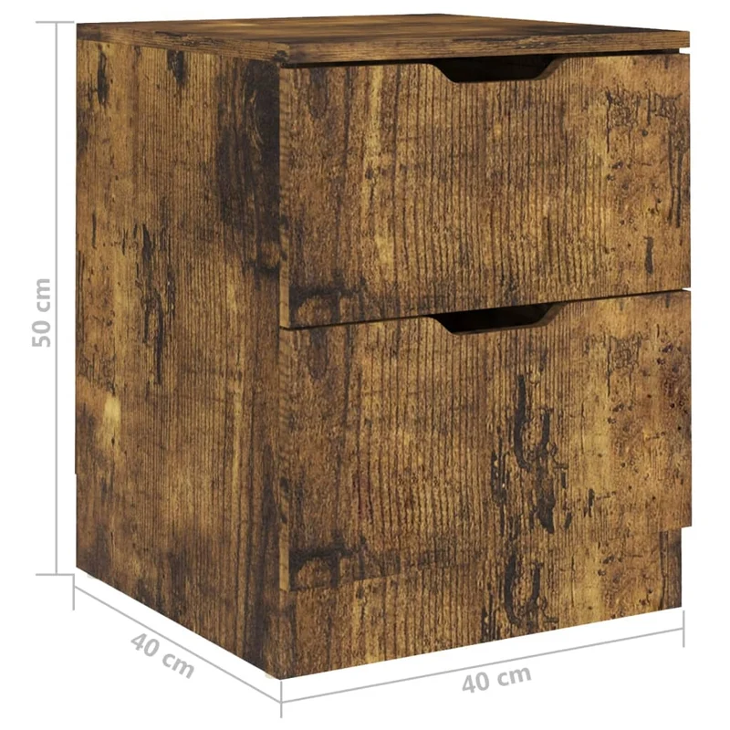 Lot de 2 tables de chevet avec deux tiroirs 40 x 40 x 50 cm bois d'ingénierie marron DEC035116