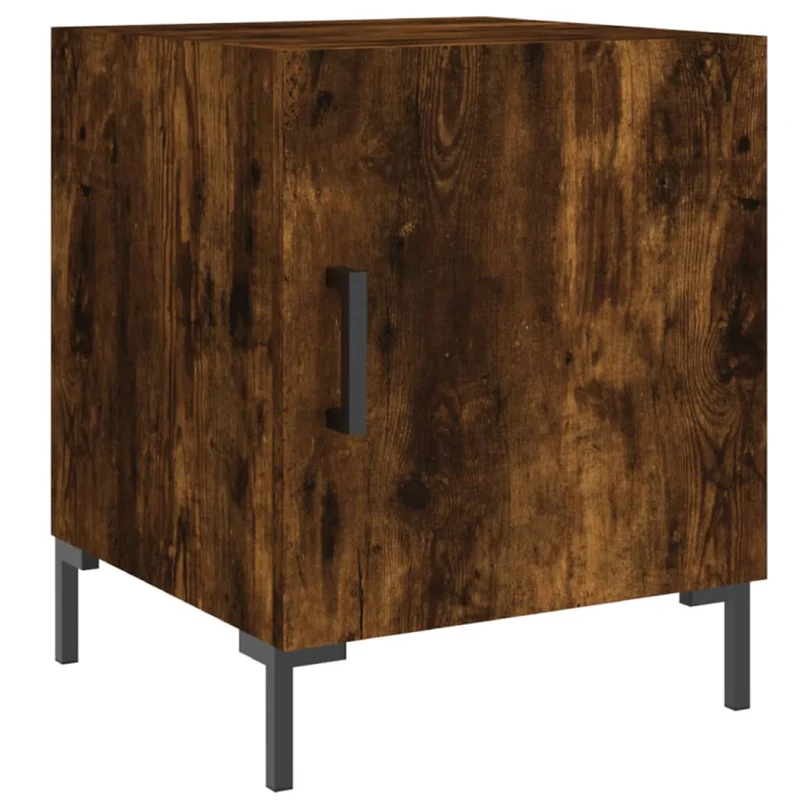 Lot de 2 tables de chevet avec compartiment avec porte 40 x 40 x 50 cm bois d'ingénierie marron et fer DEC035115