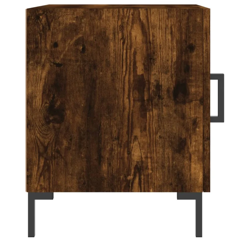Lot de 2 tables de chevet avec compartiment avec porte 40 x 40 x 50 cm bois d'ingénierie marron et fer DEC035115