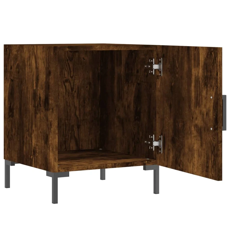 Lot de 2 tables de chevet avec compartiment avec porte 40 x 40 x 50 cm bois d'ingénierie marron et fer DEC035115