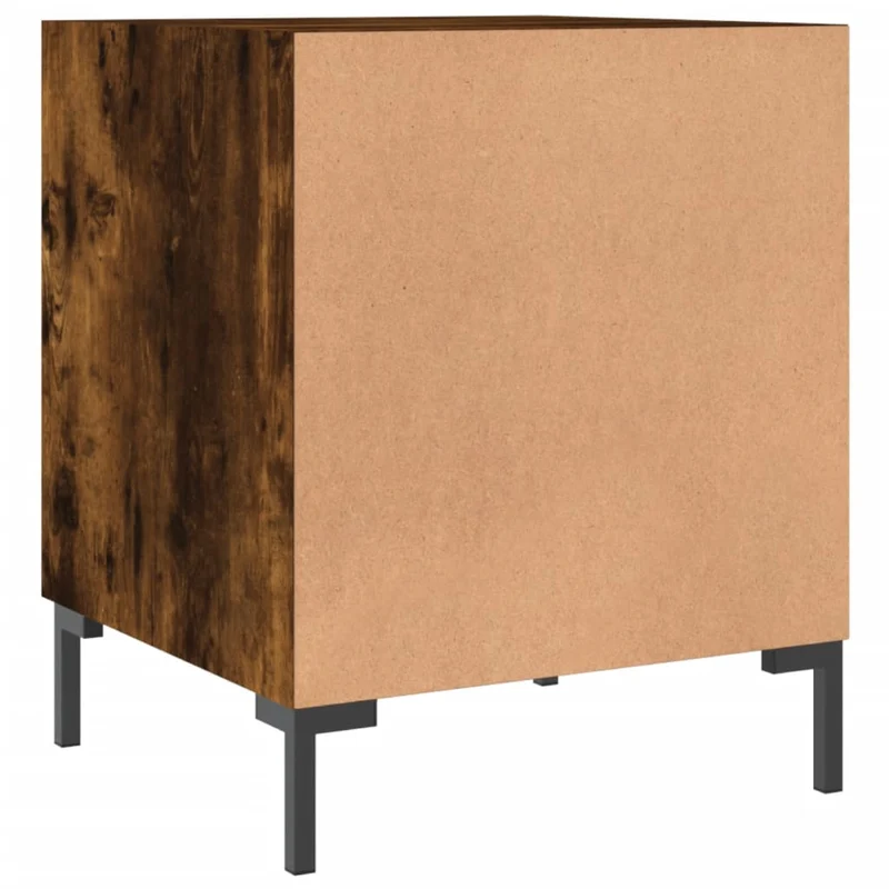 Lot de 2 tables de chevet avec compartiment avec porte 40 x 40 x 50 cm bois d'ingénierie marron et fer DEC035115