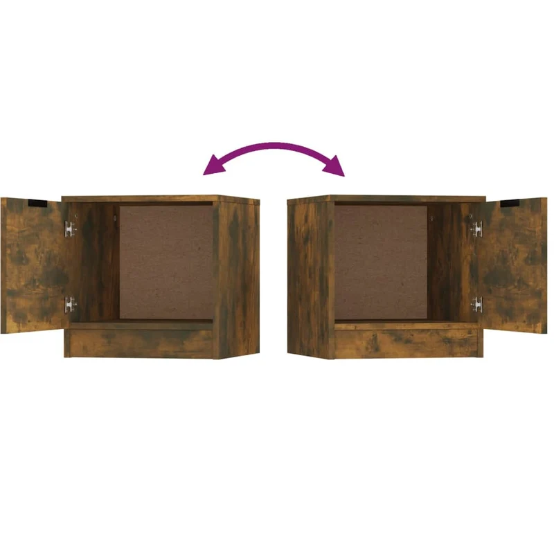 Lot de 2 tables de chevet avec compartiment avec porte 40 x 39 x 40 cm bois d'ingénierie marron DEC035114