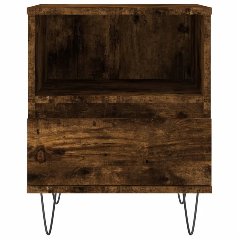 Lot de 2 tables de chevet avec compartiment ouvert et tiroir 40 x 35 x 50 cm bois ingénierie marron et métal DEC035098