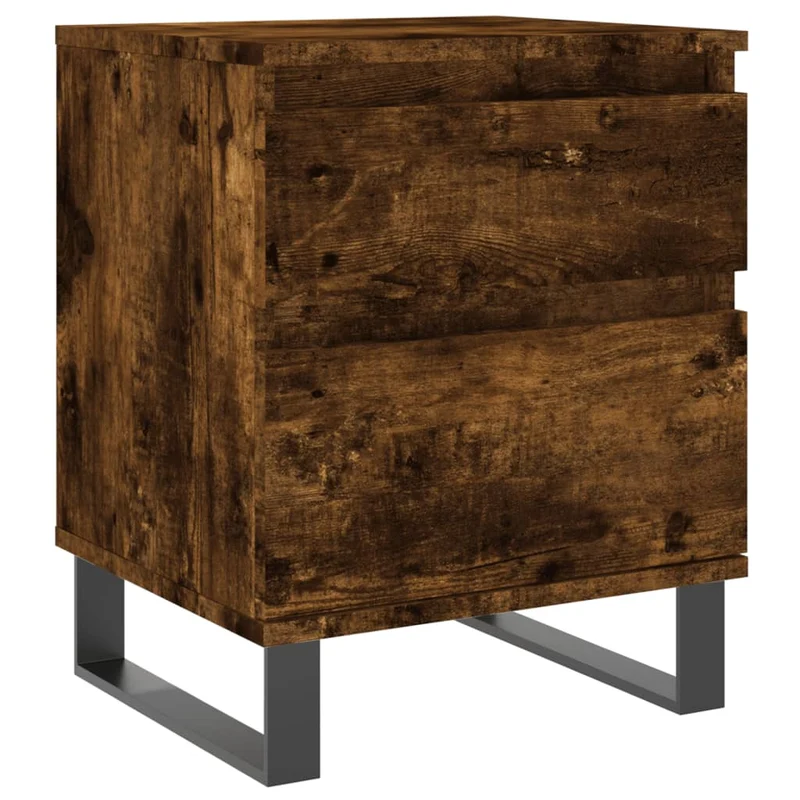 Lot de 2 tables de chevet avec deux tiroirs 40 x 35 x 50 cm bois ingénierie marron et métal DEC035094