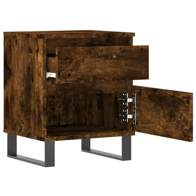 Lot de 2 tables de chevet avec deux tiroirs 40 x 35 x 50 cm bois ingénierie marron et métal DEC035094