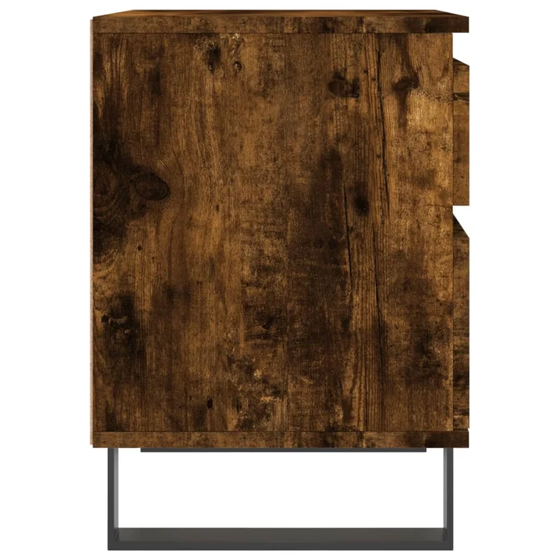 Lot de 2 tables de chevet avec deux tiroirs 40 x 35 x 50 cm bois ingénierie marron et métal DEC035094