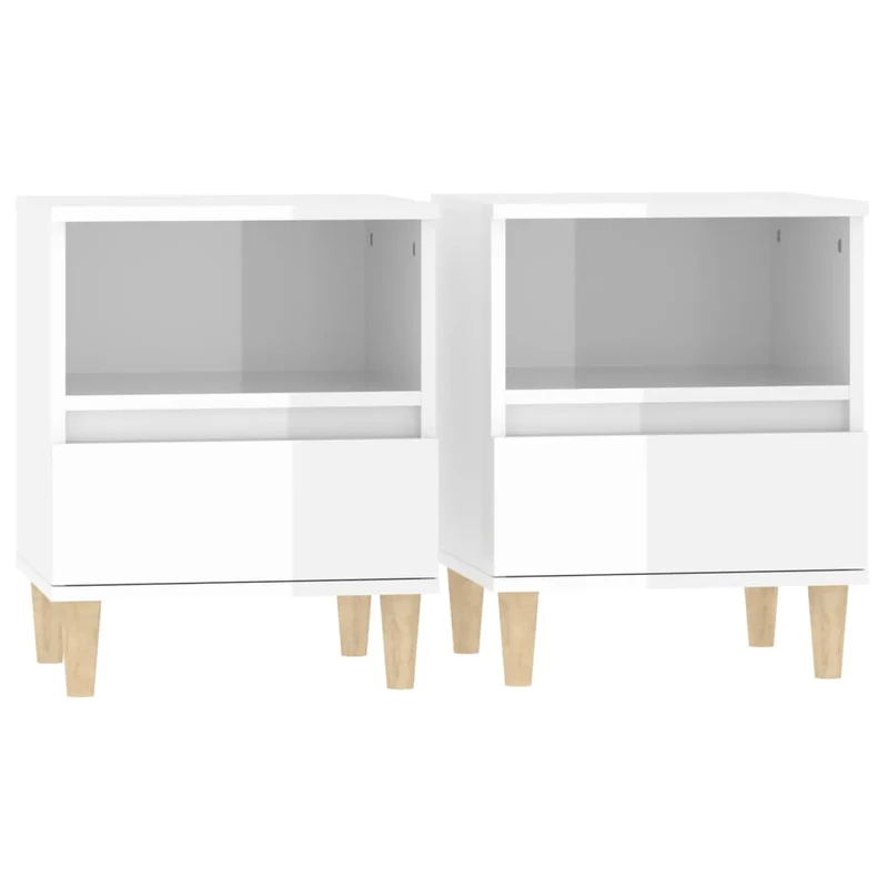 Lot de 2 tables de chevet avec compartiment ouvert et tiroir 40 x 35 x 50 cm bois d'ingénierie blanc DEC035015