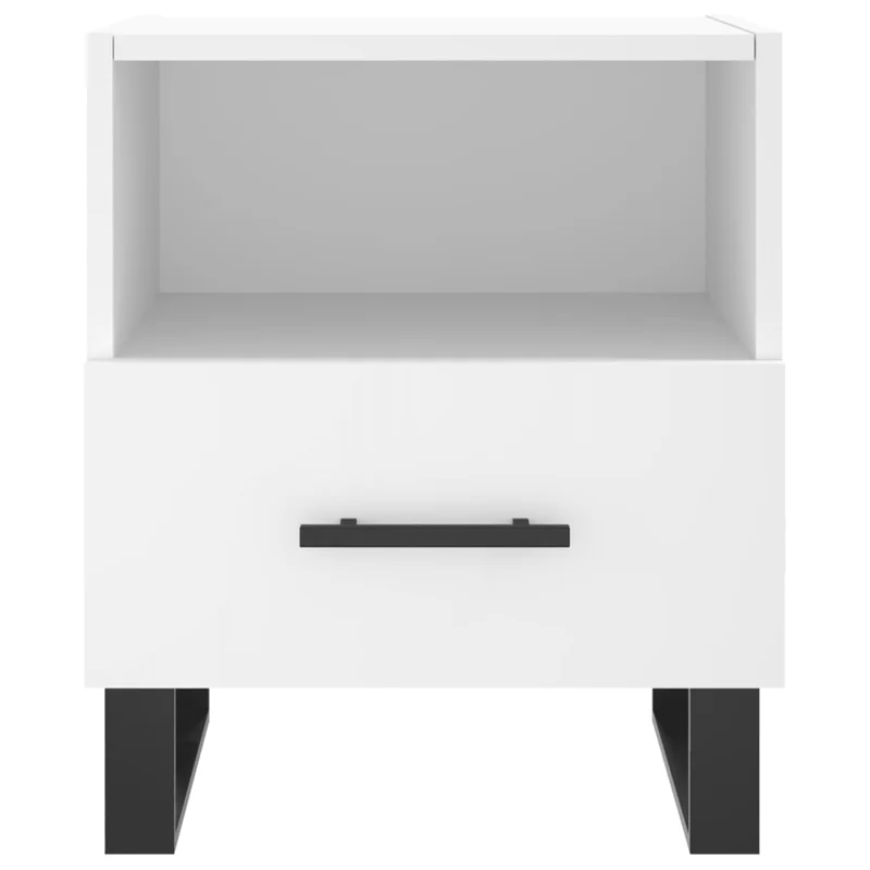 Lot de 2 tables de chevet avec compartiment ouvert et tiroir 40 x 35 x 47,5 cm bois d’ingénierie blanc et fer DEC034912