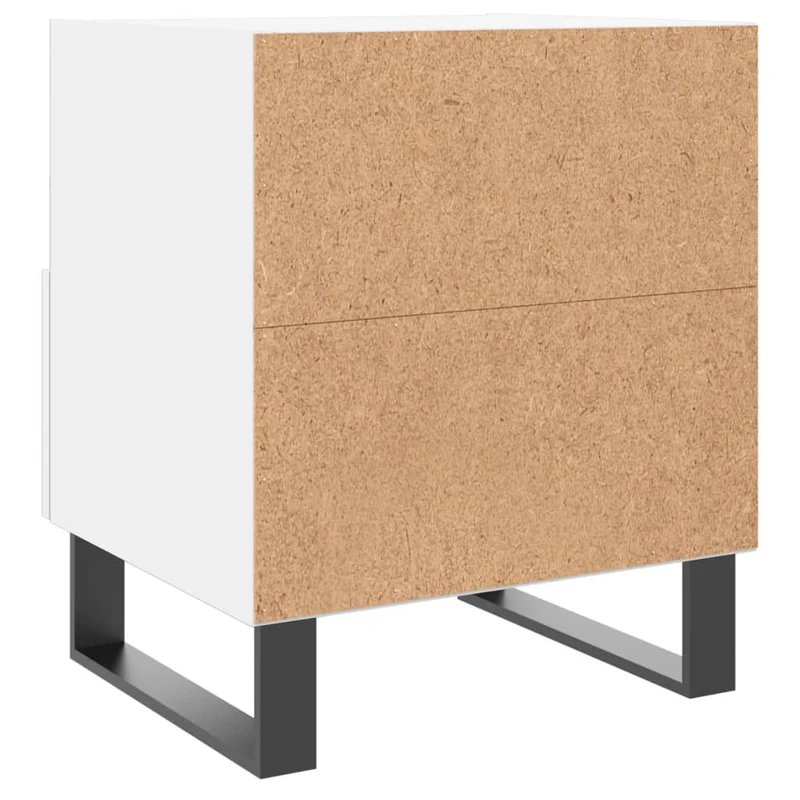 Lot de 2 tables de chevet avec compartiment ouvert et tiroir 40 x 35 x 47,5 cm bois d’ingénierie blanc et fer DEC034912