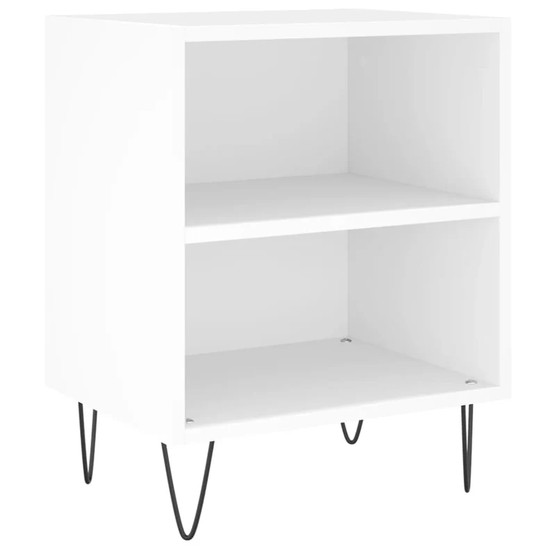 Lot de 2 tables de chevet avec compartiment ouvert 40 x 30 x 50 cm bois d'ingénierie blanc et fer DEC034899