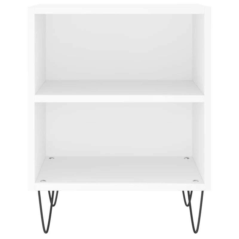 Lot de 2 tables de chevet avec compartiment ouvert 40 x 30 x 50 cm bois d'ingénierie blanc et fer DEC034899
