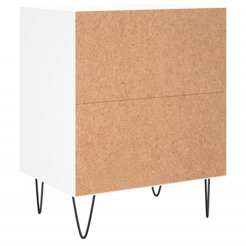 Lot de 2 tables de chevet avec compartiment ouvert 40 x 30 x 50 cm bois d'ingénierie blanc et fer DEC034899