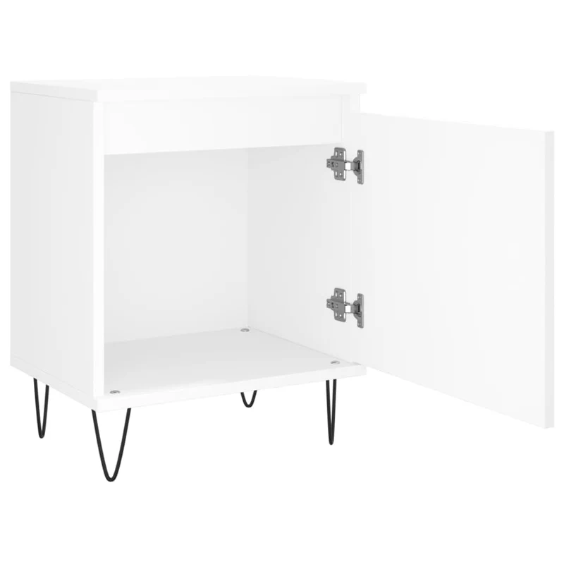 Lot de 2 tables de chevet avec compartiment avec porte 40 x 30 x 50 cm bois d'ingénierie blanc et fer DEC034894