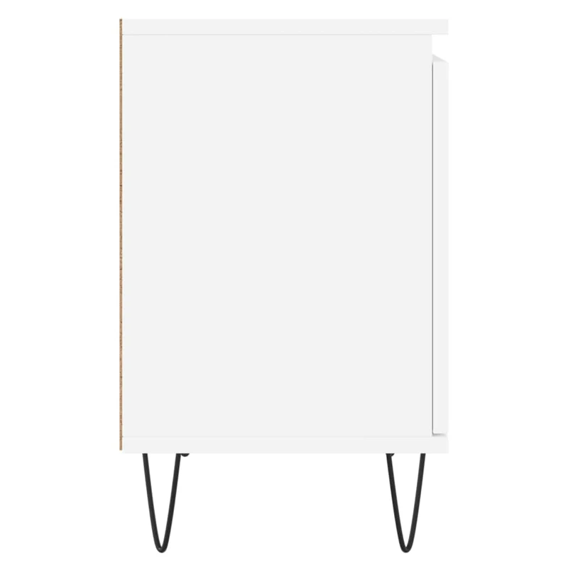 Lot de 2 tables de chevet avec compartiment avec porte 40 x 30 x 50 cm bois d'ingénierie blanc et fer DEC034894