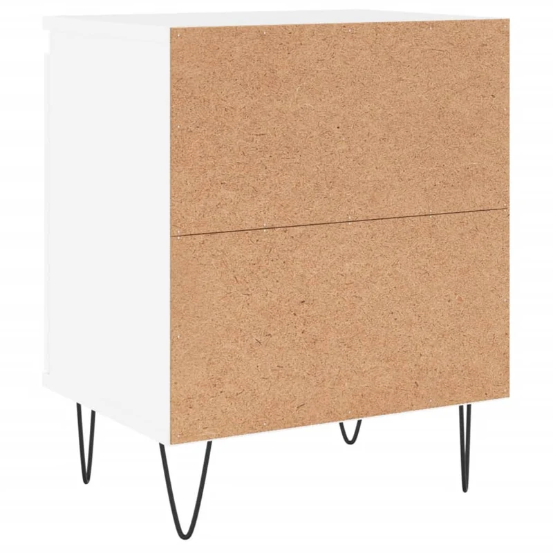 Lot de 2 tables de chevet avec compartiment avec porte 40 x 30 x 50 cm bois d'ingénierie blanc et fer DEC034894